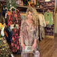 THE 'SIENNA' LUXURIOUS SILK BLEND MARBLE PRINT TWO PIECE FLOATY TROUSER SUIT PINK, KHAKI OR BLUE