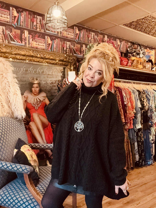 THE 'MARLEY' CLASSIC OVERSIZED CABLE KNIT FUNNEL NECK SNUGGLE JUMPER