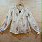 THE 'HERITAGE' BEAUTIFUL LINEN BLEND DELICATELY EMBROIDERED BLOUSE WITH LACE DETAIL