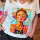 THE 'COOL FRIDA' STATEMENT T SHIRT WITH FRIDA KAHLO MOTIF TO THE FRONT CLASSIC WHITE