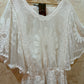 THE 'WOODSTOCK' SNOWY WHITE 70'S STYLE ANGEL SLEEVE EMBROIDERED SHEER SLEEVE TOP