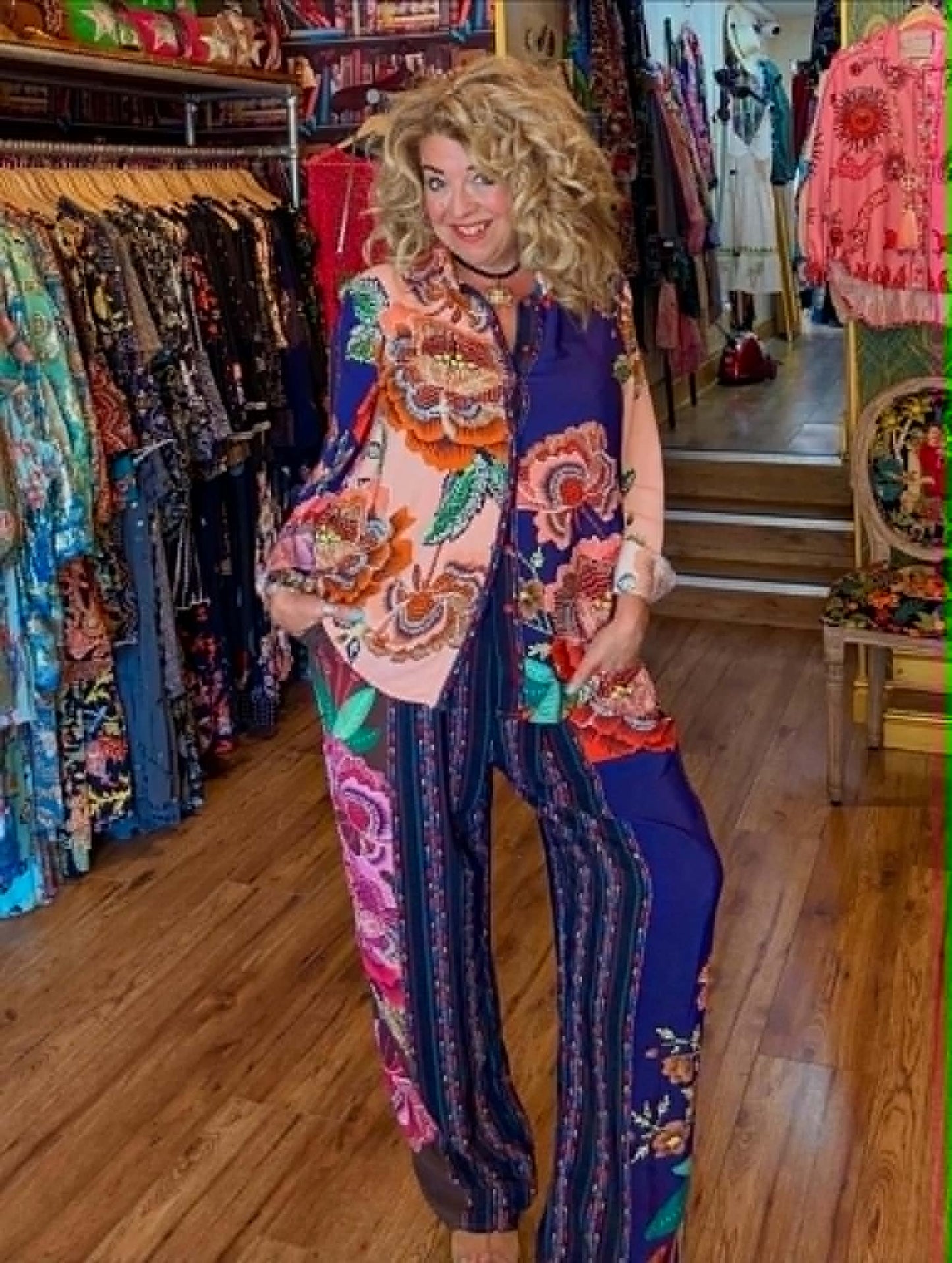 THE 'PORTOFINO' VIBRANT PRINT LIGHTWEIGHT RELAXED FIT TROUSER SUIT