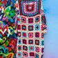 THE 'PATSY' CROCHET SQUARES 70'S STYLE MAXI CARDIGAN IN PRETTY RAINBOW COLOURS