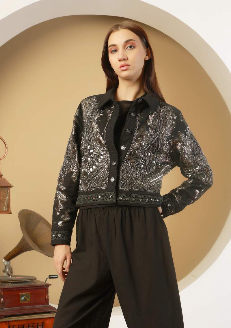 THE 'VARSA' EXQUISITELY EMBELLISHED BUTTON FRONT JACKET FROM OUR EXCLUSIVE SPANISH COLLECTION FOUR COLOUR OPTIONS