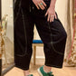 THE 'BRIXTON' SOFT BLACK DENIM STITCH EMBELLISHED POCKET DETAIL COCCON PANTS
