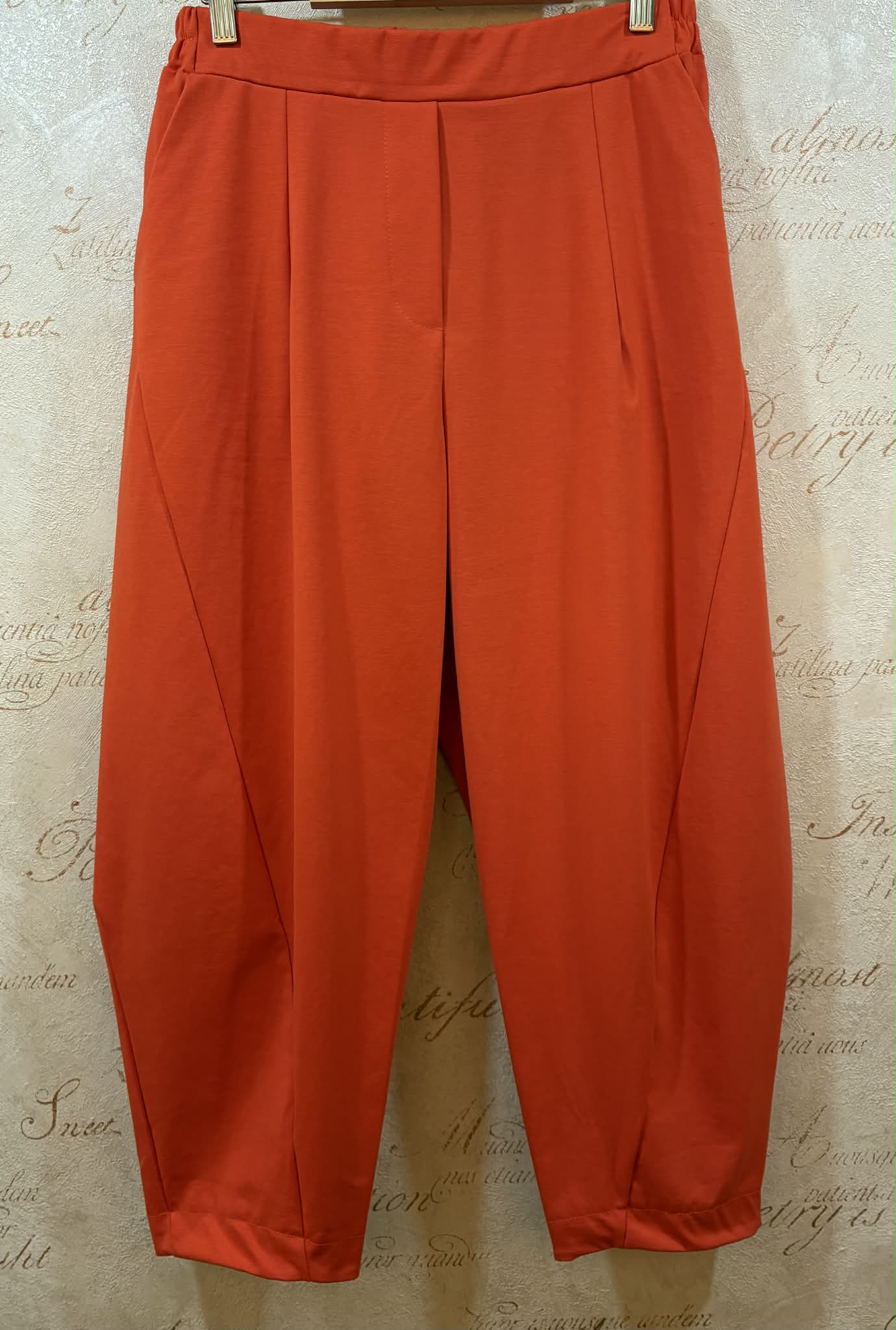 THE 'HAVANA' FABULOUSLY FLATTERING TAPERED BARREL LEG STRETCH TROUSERS IN VIBRANT ORANGE
