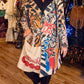 THE 'URBAN JUNGLE' FABULOUS GRAFFITI, TIGER AND MYSTIC PRINT COAT WITH HOODIE STYLE DETAIL