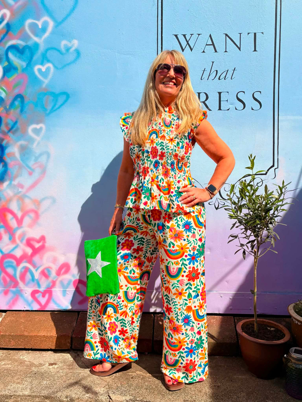 THE 'SHE'S A RAINBOW' BRIGHT AND BEAUTIFUL RAINBOW FLORALS TWO PIECE SUIT