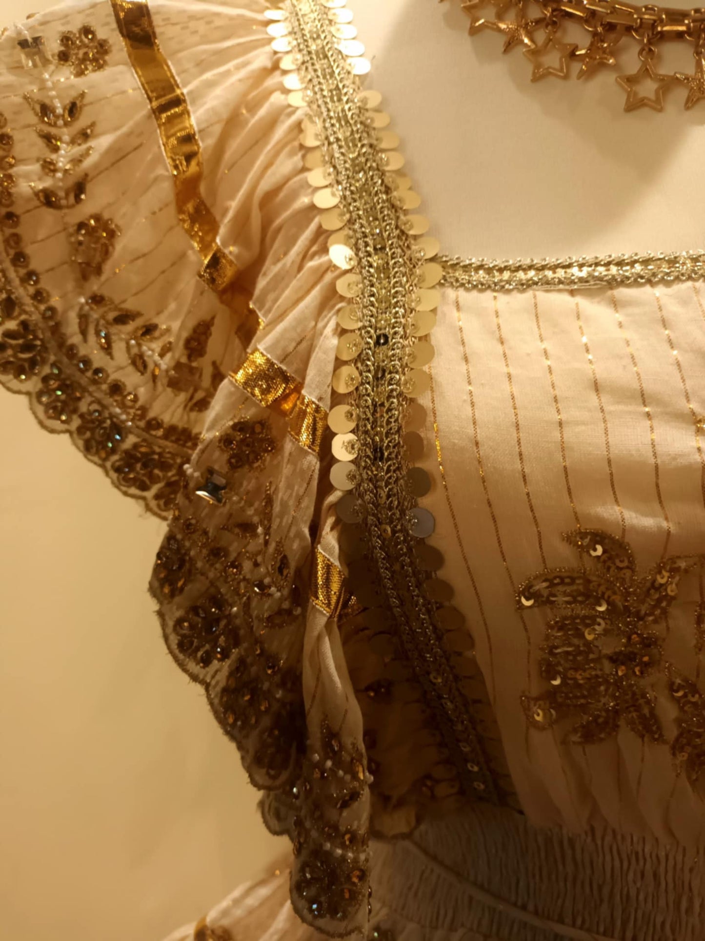THE 'NATALIA' RICHLY BEADED FLIPPY BOHEMIAN DRESS IN BLACK/GOLD OR CREAM/GOLD FROM OUR SPANISH COLLECTION