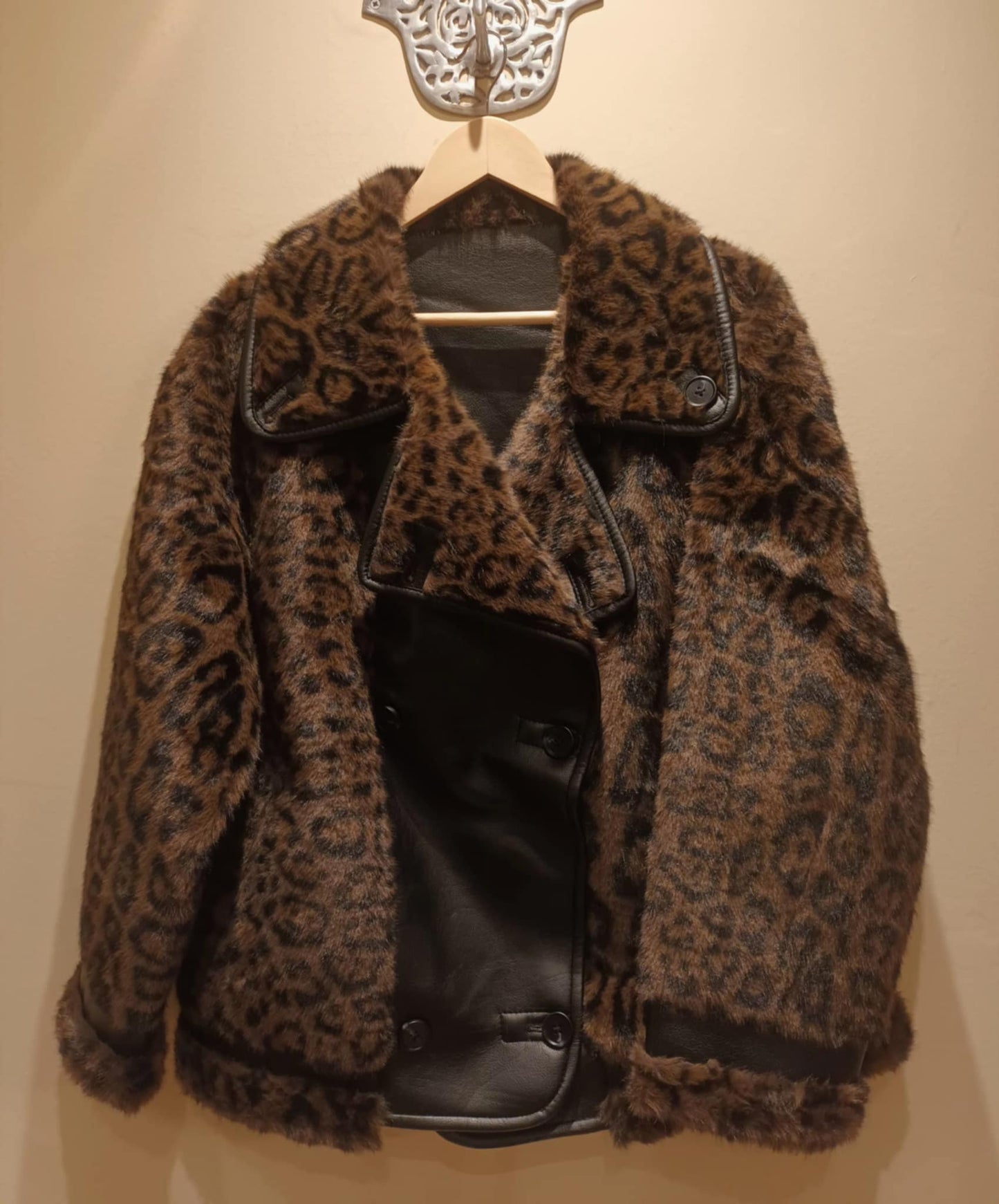 THE 'DUO LEOPARD' REVERSIBLE FAUX FUR & FAUX LEATHER COAT TWO COATS IN ONE!