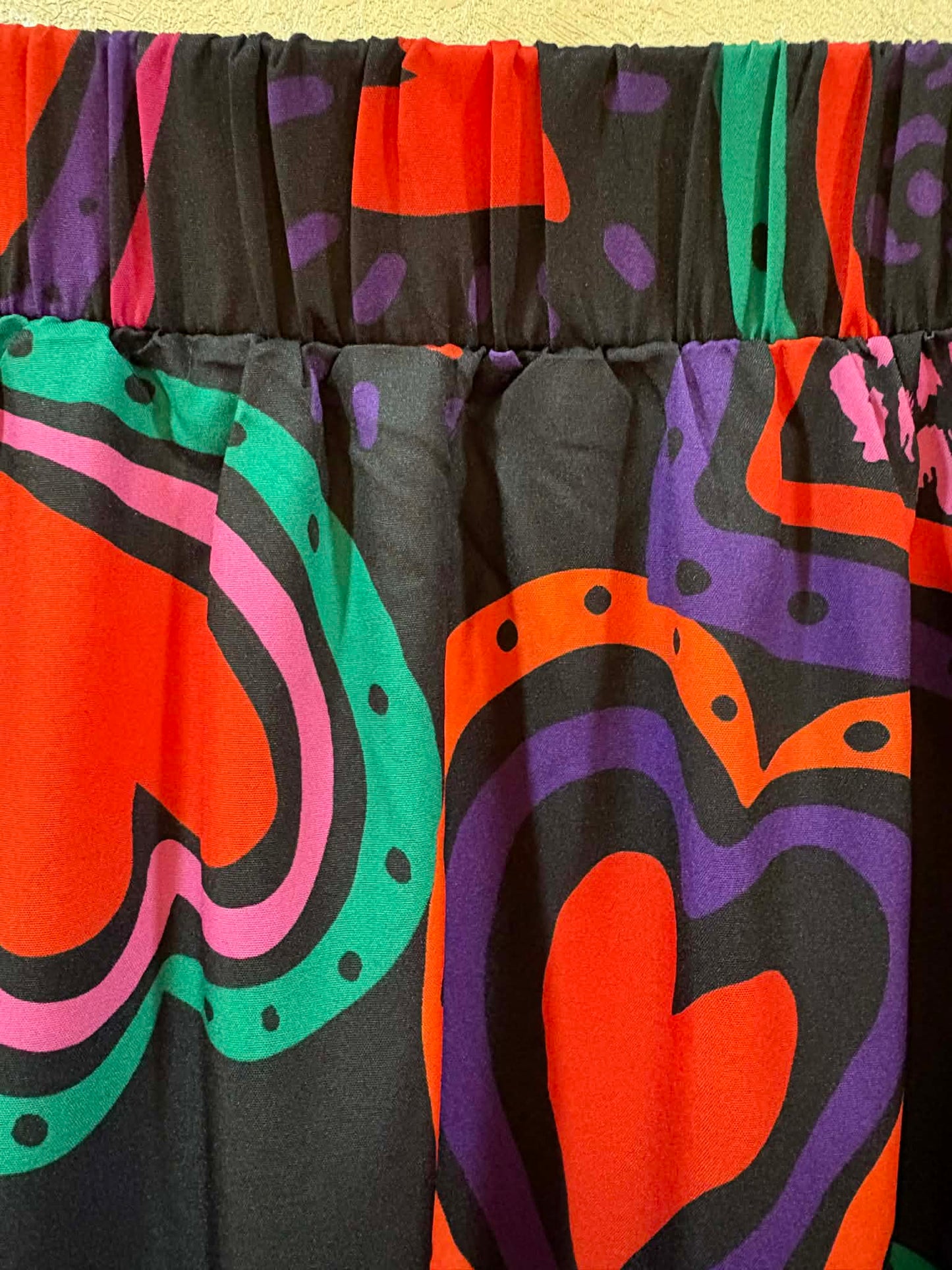 THE 'HEARTBREAKER' STUNNING RETRO HEART PRINT LIGHTWEIGHT MAXI SKIRT WITH ELASTICATED WAIST