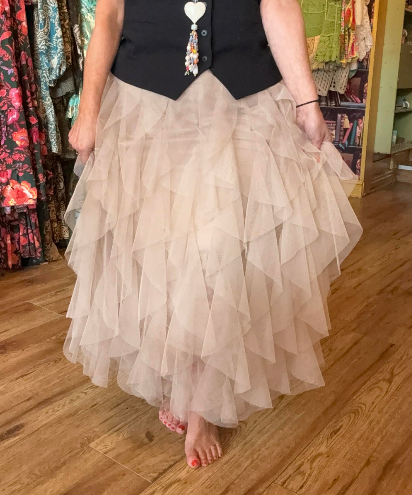 THE 'CARRIE' BEAUTIFUL TULLE WATERFALL SKIRT IN ANTIQUE CREAM OR BLUSH PINK