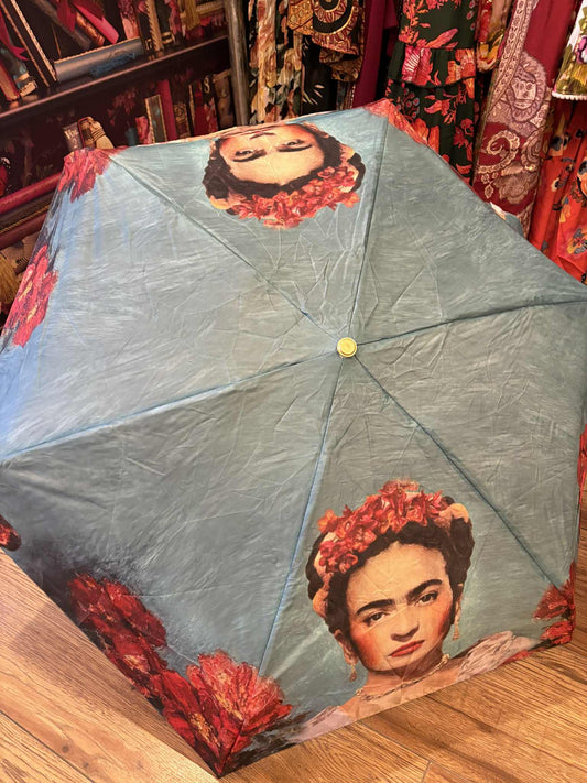 THE 'FRIDA KAHLO' BRIGHT AND BEAUTIFUL UMBRELLA IN HANDBAG SIZE CARRY CASE
