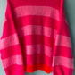 THE 'MISSY' SUPERSOFT SORBET COLOURS BOLD STRIPY OVERSIZED JUMPER IN PINKS AND ORANGE