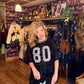 THE 'SPORTY SEQUINS' SASSY SEQUIN AMERICAN SPORTY TOP WITH SHIMMERY SEQUINS IN BLACK OR RUBY