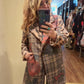 THE 'URBAN ROSES' STUNNING TARTAN AND LEOPARD STATEMENT BLANKET COAT WITH STRIKING BACK DETAIL