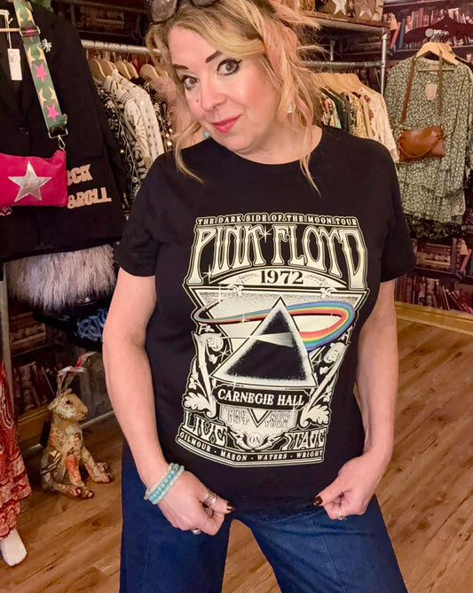 'ROCK STAR RANGE' FEMALE FIT ICONIC PINK FLOYD DARK SIDE OF THE MOON 1972 TOUR T SHIRT