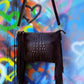 THE 'PHOENIX' EXQUISITE ITALIAN LEATHER CROC EFFECT FRINGED BAG WITH ADJUSTABLE SHOULDER STRAP