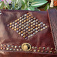 THE 'MARRAKECH' EXQUISITE 100% LEATHER HANDCRAFTED RICHLY STUDDED MOROCCAN HANDBAG IN CHOCOLATE BROWN
