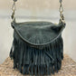 THE 'MILEY' STUNNING ITALIAN LEATHER FRINGED TWO WAY BAG WITH POCKETS