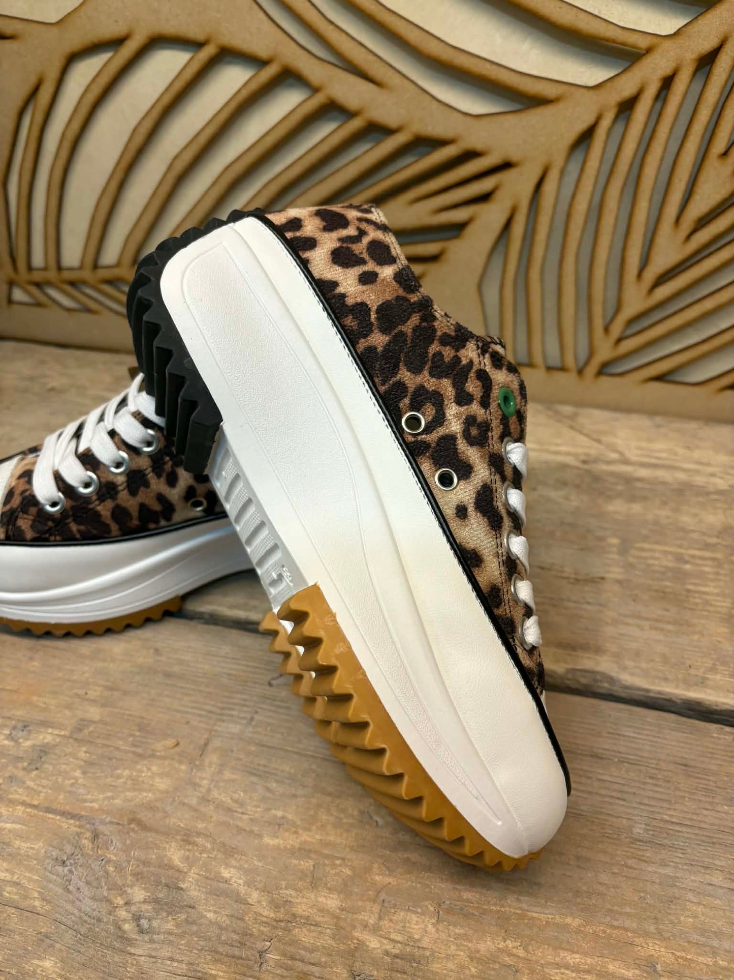 THE 'URBAN JUNGLE' SUPER COMFORT SPORTY LEOPARD PLATFORM PUMP STYLE TRAINERS FROM OUR HEAVENLY FEET RANGE