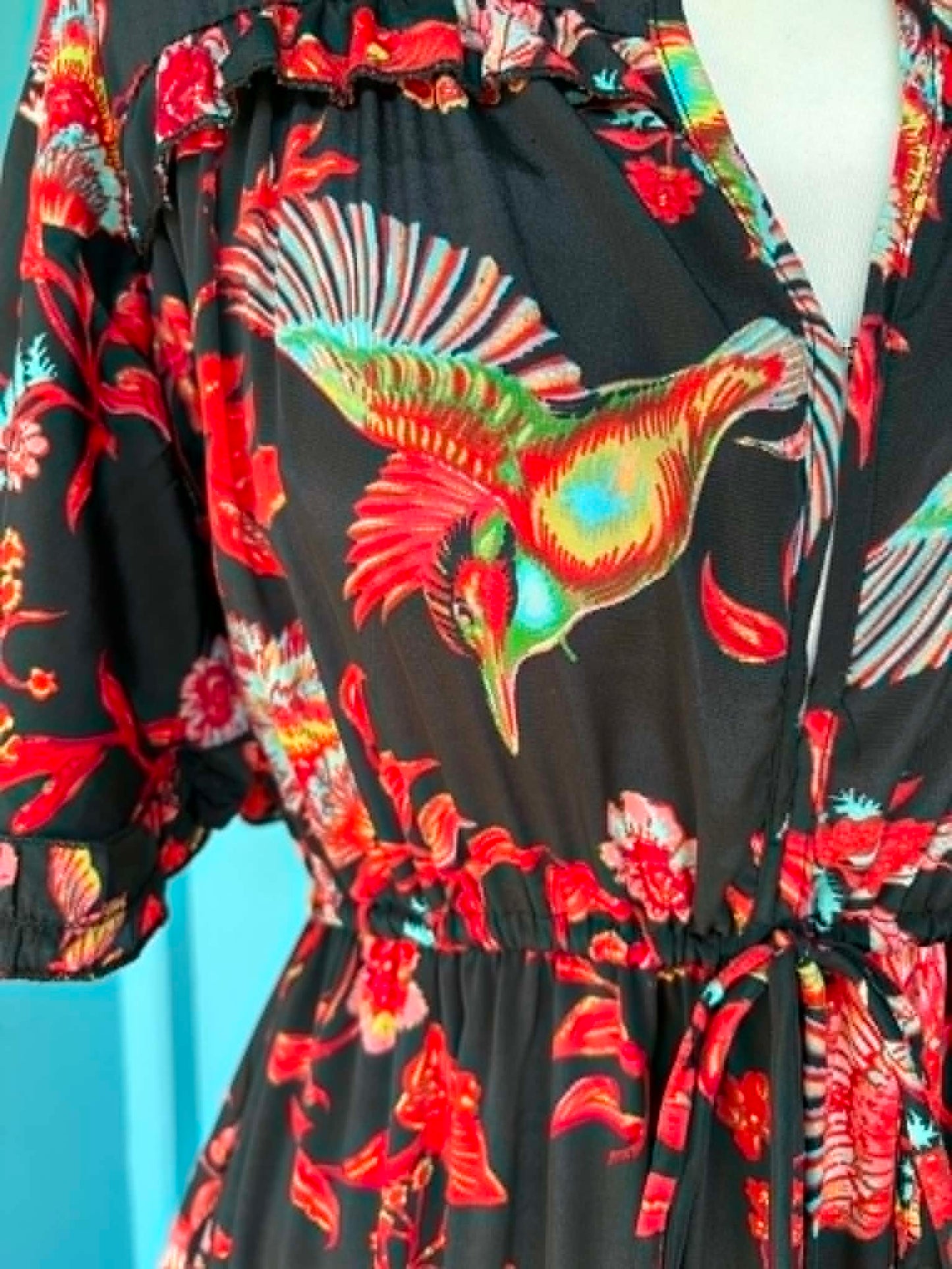 THE 'ALHAMBRA BIRD OF PARADISE' BREATH TAKING MULTI BIRD PRINT DRESS FROM OUR EXCLUSIVE SPANISH COLLECTION