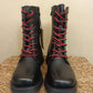THE 'SASSY' BEAUTIFUL CLASSIC BLACK ROSE EMBROIDERED SUPER COMFORT LACE UP/ZIP BOOT 100% VEGAN
