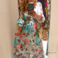 THE 'MEADOW' 100% COTTON BRODERIE ANGLAISE WATERCOLOUR FLORAL PRINT DRESS AQUA OR PINK