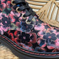 THE 'PANSY' STUNNING MULTI PANSY PATTERN LACE UP SUPER COMFORT LACE UP/ZIP BOOTS VEGAN FRIENDLY