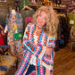 THE 'PATSY' CROCHET SQUARES 70'S STYLE MAXI CARDIGAN IN PRETTY RAINBOW COLOURS