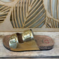 THE 'MADRID' CLASSIC SHIMMERY GOLD FOOTBED SUPER COMFORT SLIDER