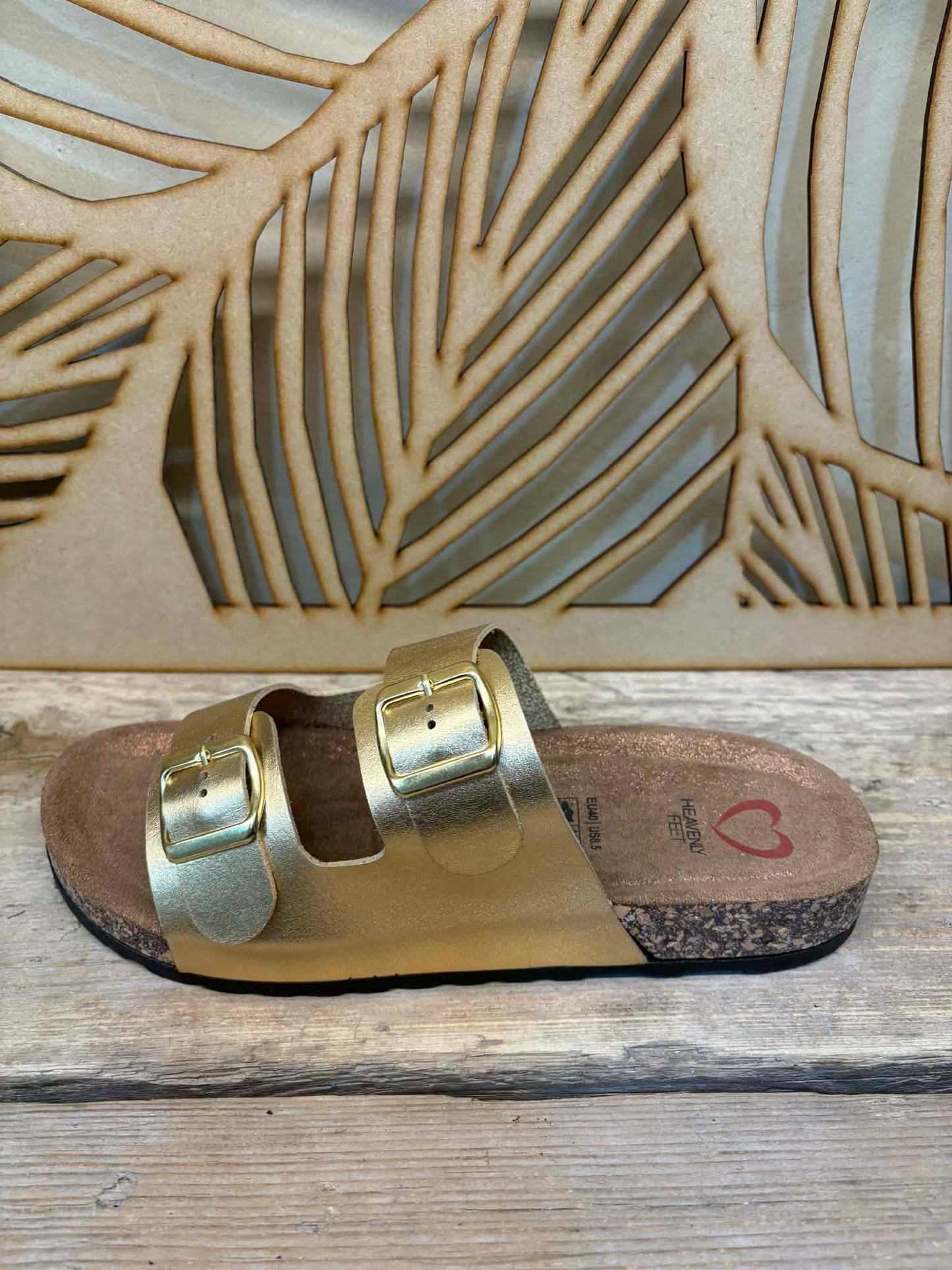 THE 'MADRID' CLASSIC SHIMMERY GOLD FOOTBED SUPER COMFORT SLIDER