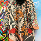 THE 'URBAN JUNGLE' FABULOUS GRAFFITI, TIGER AND MYSTIC PRINT COAT WITH HOODIE STYLE DETAIL