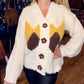 THE 'ASPEN' SUPERSOFT COSY CHUNKY KNIT CARDIGAN WITH CUTE KNITTED FLOWER BUTTONS