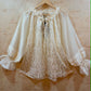 THE 'VICTORIANA' BEAUTIFUL BOHEMIAN VINTAGE STYLE EMBELLISHED FRILL CUFFED BLOUSE IN ANTIQUE CREAM