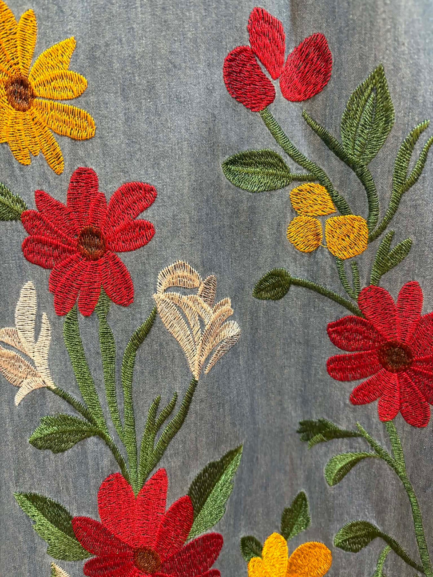 THE 'FLOWER POWER' LIGHTWEIGHT RELAXED FIT JEANS WITH STUNNING FLORAL EMBROIDERY