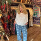 THE 'LUCKY STAR' RELAXED FIT FUNKY FADED STAR PRINT DRAWSTRING WAIST RELAXED FIT JEANS