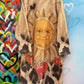 THE 'CELESTIAL LOVE' COSY OVERSIZED BUTTON FRONT BLANKET COAT WITH HEARTS, SUNS AND MYSTIC EYES