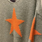 THE 'STARMAN' BEAUTIFUL ASYMMETRIC SNUGGLE JUMPER IN OLIVE GREEN AND ZINGY ORANGE