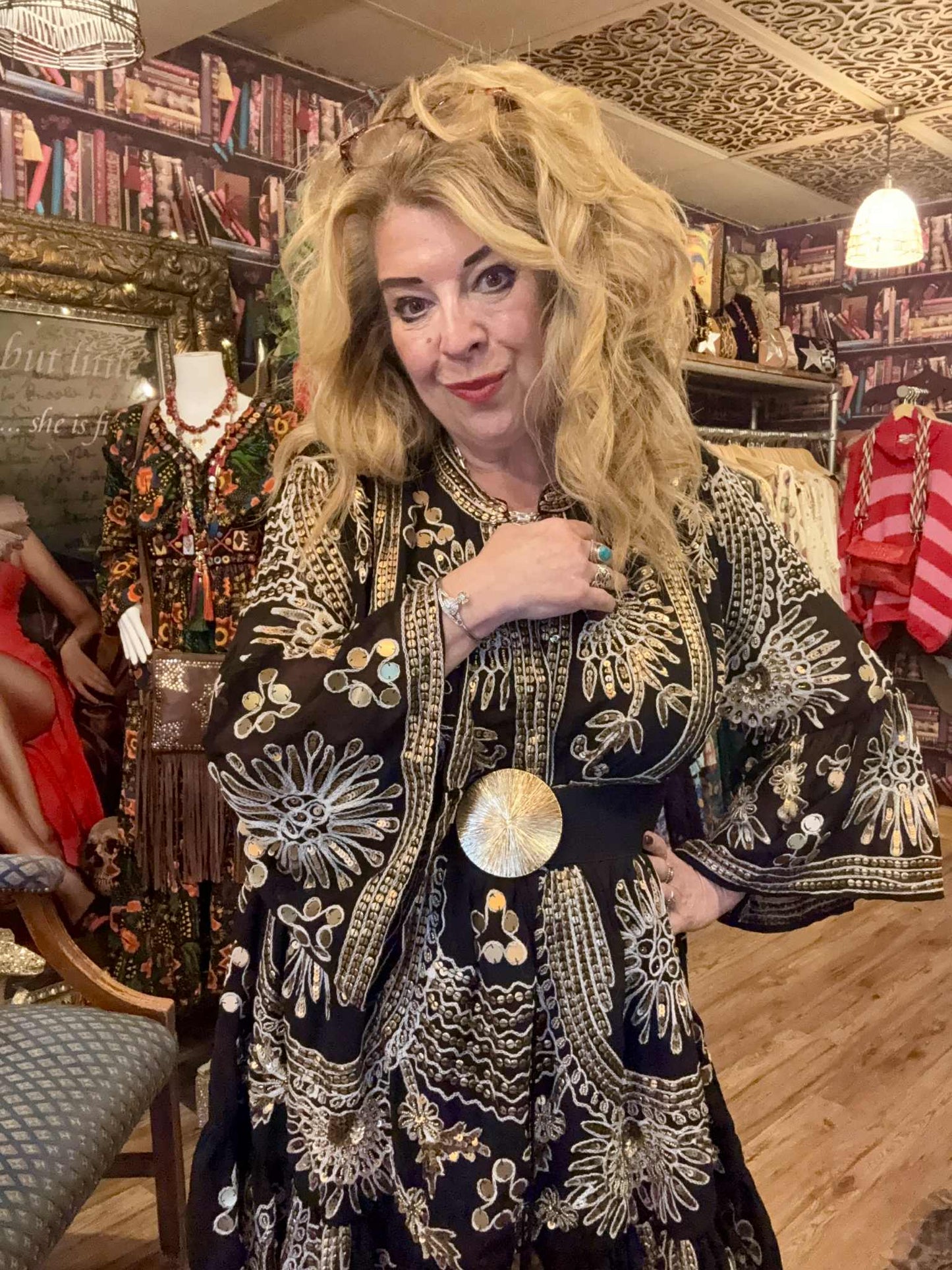 THE 'YARA' STUNNING RICHLY EMBELLISHED BELL SLEEVE TUNIC DRESS FROM OUR EXCLUSIVE SPANISH COLLECTION