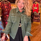 THE 'ARMY DREAMERS' FABULOUS ROCK CHICK STYLE RICHLY STUDDED JACKET IN ARMY GREEN