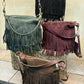 THE 'MILEY' STUNNING ITALIAN LEATHER FRINGED TWO WAY BAG WITH POCKETS