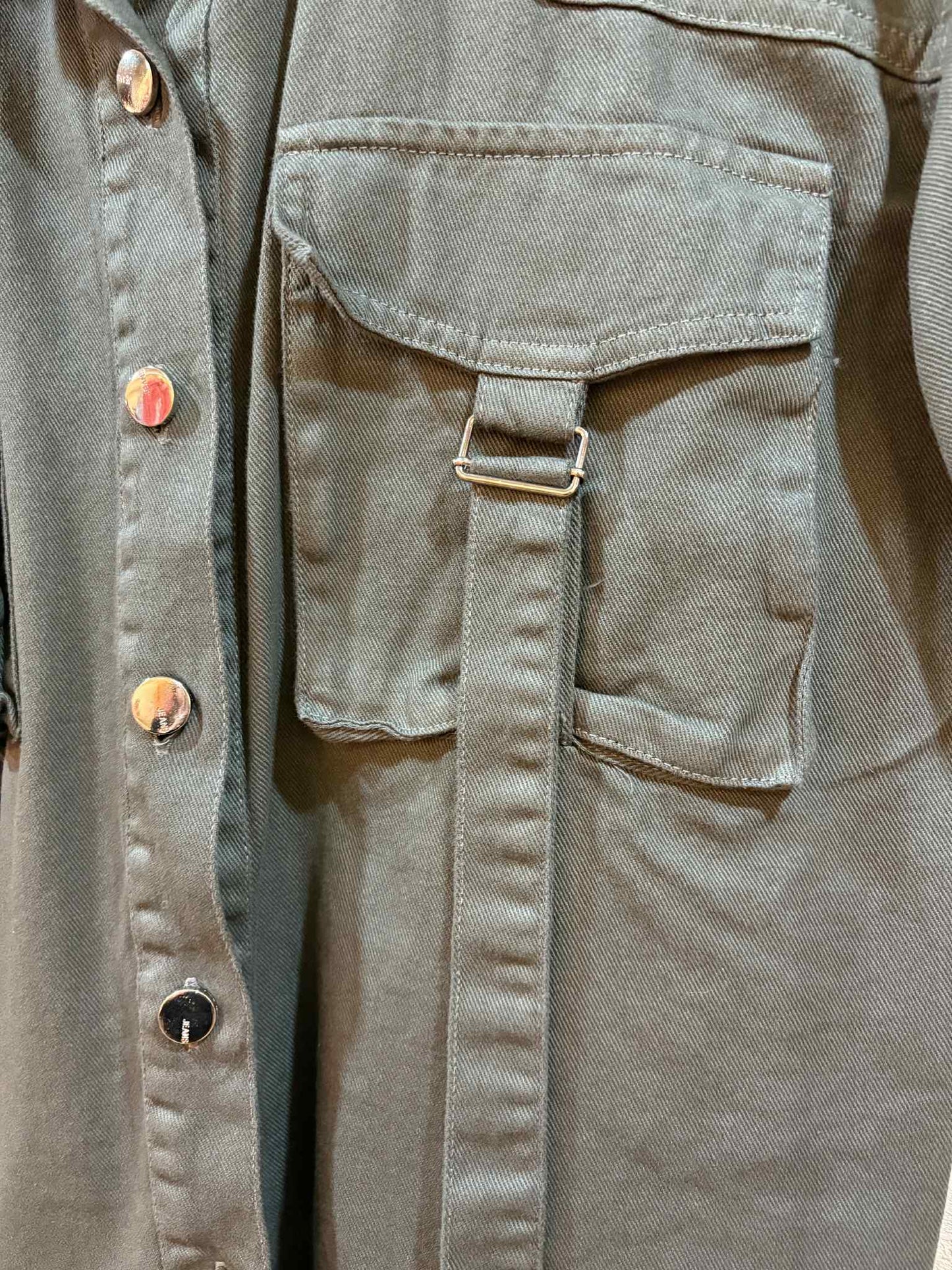 THE 'SUPERNOVA' PERFECT ROCK CHICK ARMY JACKET IN KHAKI GREEN WITH BUCKLE DETAIL