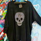 THE 'GOTHIKA' FABULOUS STUDDED & DIAMANTE SKULL DETAIL EXQUISITE FINE KNIT BATWING JUMPER