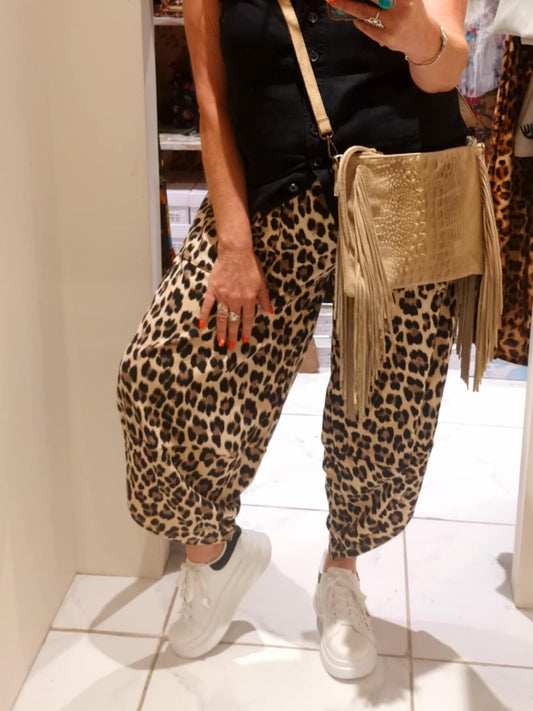 PANTALONES COCODRILO CON CINTURA ELÁSTICA Y ESTAMPADO DE LEOPARDO SUPERSUAVE 'ROXY'