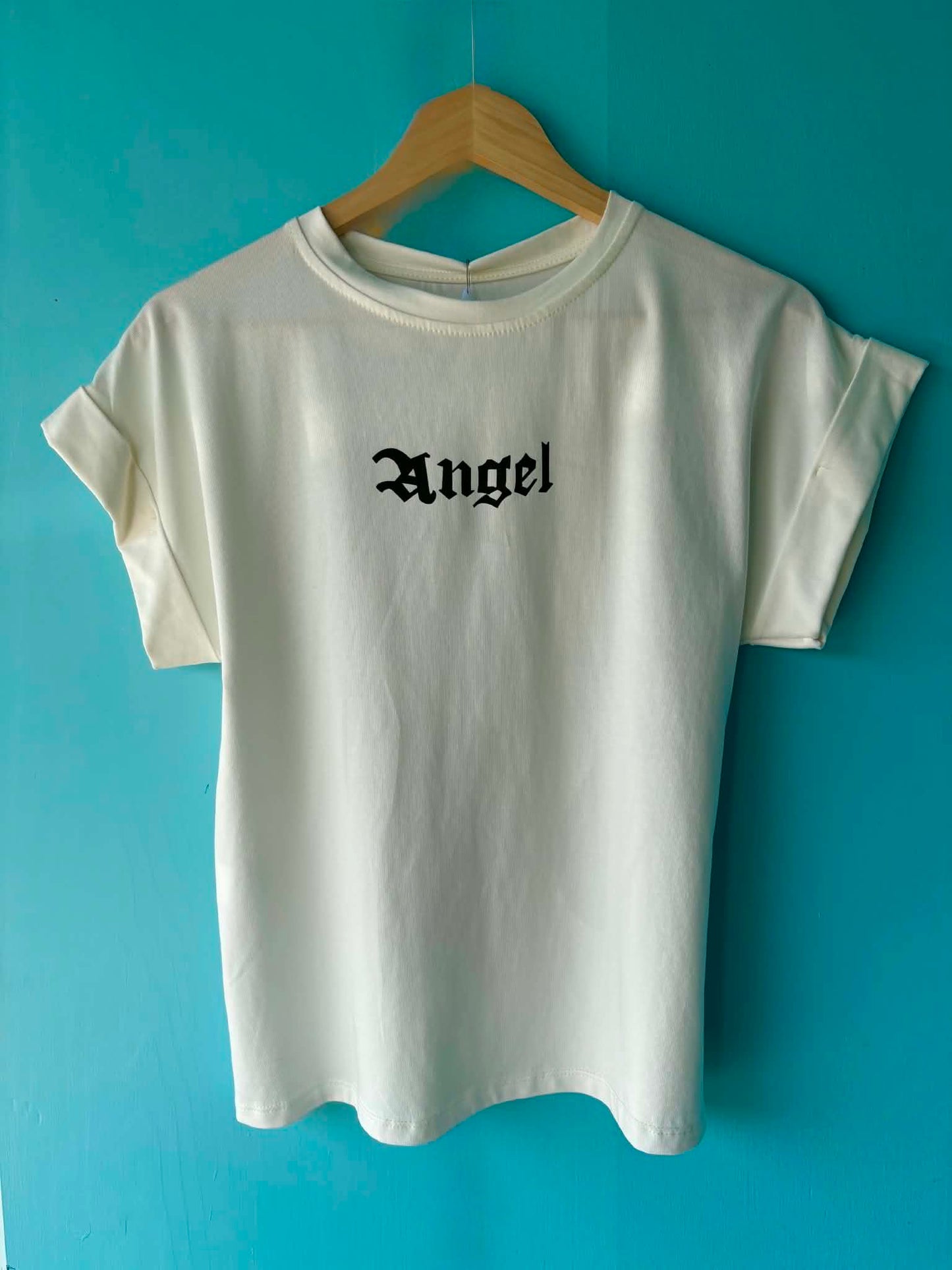THE 'FALLEN ANGEL' ROCK CHICK STYLE T SHIRT WITH ANGEL WING DETAIL TO THE BACK