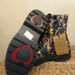 THE 'PANSY' STUNNING MULTI PANSY PATTERN LACE UP SUPER COMFORT LACE UP/ZIP BOOTS VEGAN FRIENDLY