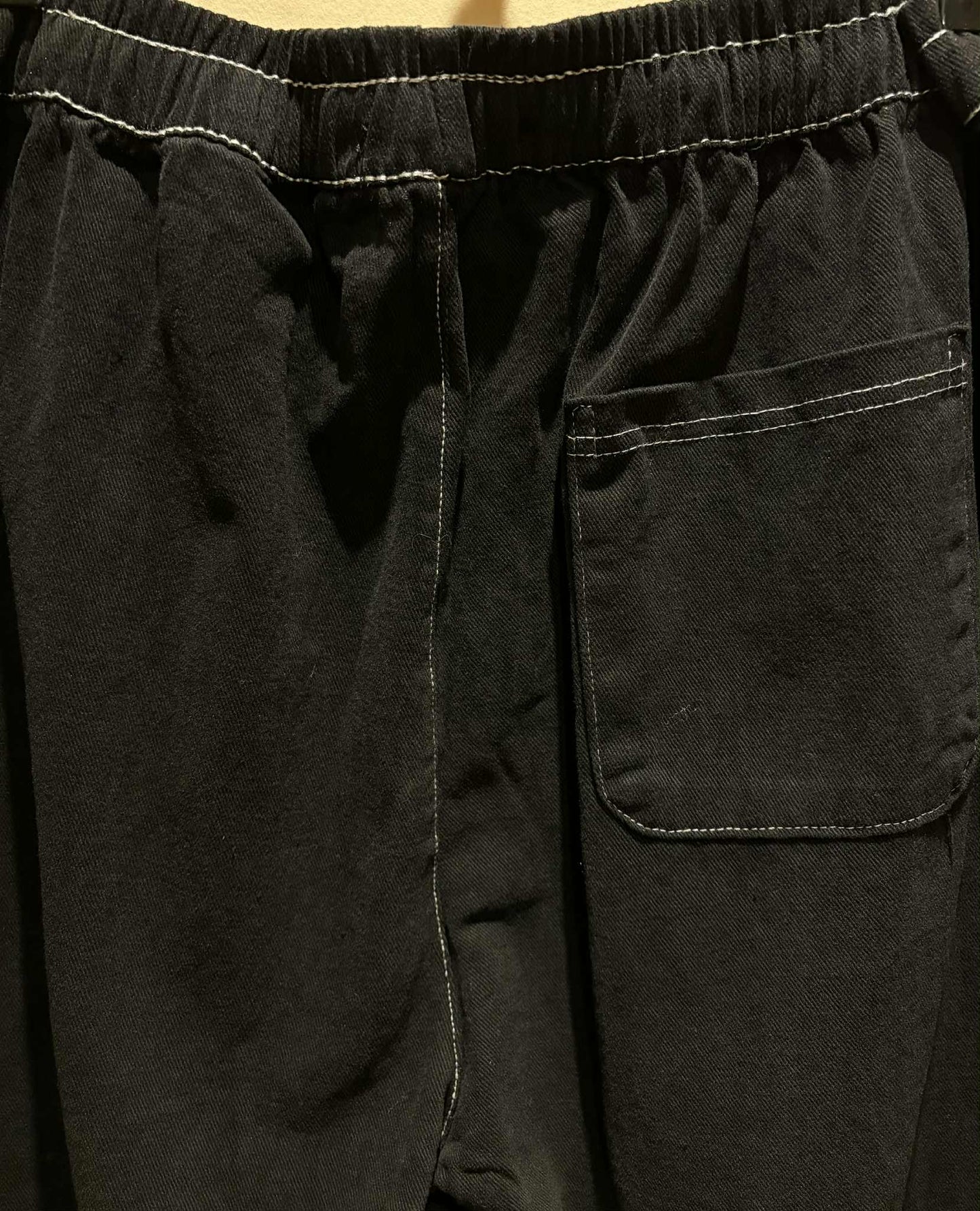 THE 'BRIXTON' SOFT BLACK DENIM STITCH EMBELLISHED POCKET DETAIL COCCON PANTS