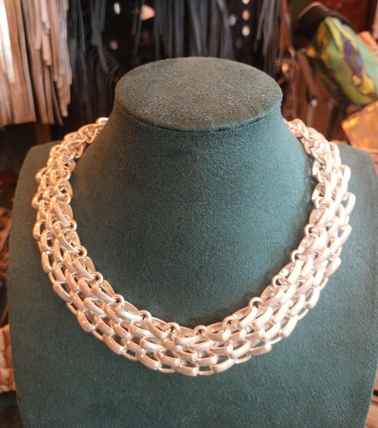 THE 'CARRIE' EXQUISITE MULTI CHAIN STATEMENT CHOKER NECKLACE IN SILVER OR GOLD