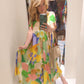 THE 'SUNNY DAZE' FIT AND FLARE V NECK DRESS WITH SUPER SWISHY SKIRT GREEN MIX or PINK MIX